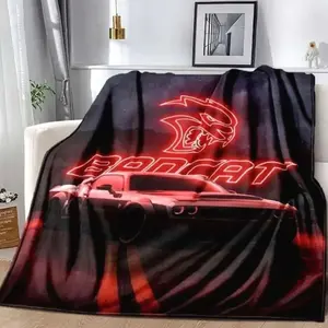 Fashion Art Print Srt Hellcat Racing Blanket Living Room Sofa Noon Break Plush Sleeping Blanket Boys Bedroom Soft Bed Sheet Gift soft flannel bedroom office blanket plushthin quilt holiday travel birthday Christmas gift  Lightweight, soft, and breathable