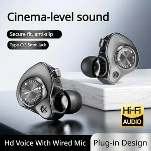 Hi-Fi Wired in-Ear Headphones, ANC Noise Cancelling with HD Mic, 1.2M Detachable Cable, Cinema-Grade Sound, Secure Fit for E-Sports Gaming, All-Day Comfort