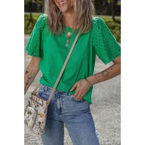 Eyelet Embroidered Patchwork Top