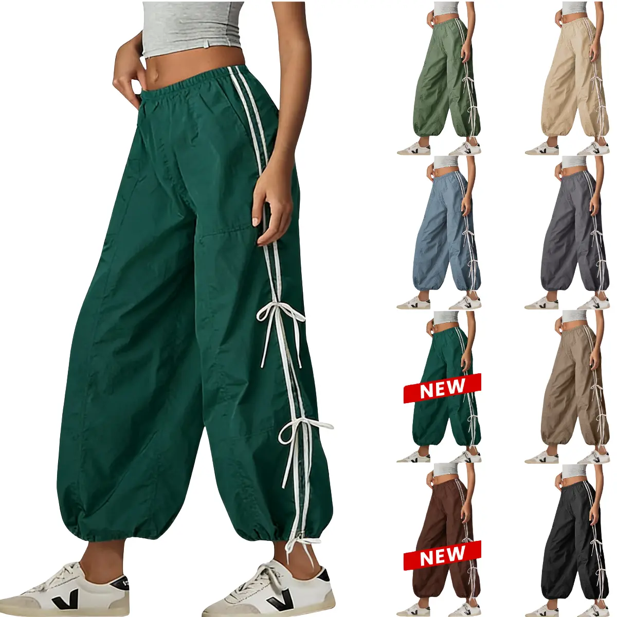Yeokou Women Pants Elastic High Waist Full Twist Hiking Cargo Pants Basic Trousers Bottom  Womenswear Chic Summer,summerwins,back to school shopping