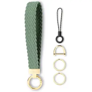 Keychain Wristlet, Stretchy Key Chain for Car Keys with 2 Keyrings and D ring, Cute Wrist Lanyard for Women Men