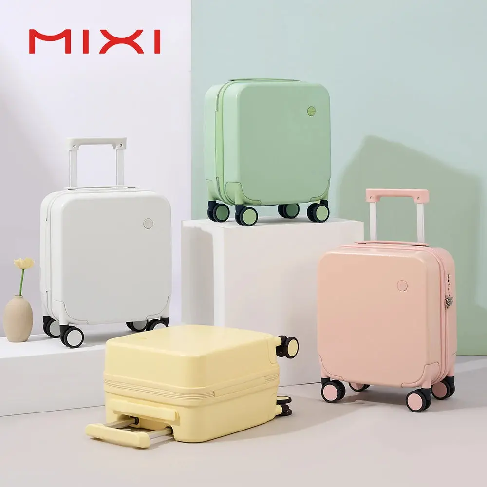Underseat Carry-On Luggage 14'' Lightweight & Chic with Double-Thickness Aluminum Alloy Telescoping Handle & Whisper-Quiet TPE Spinner Wheels