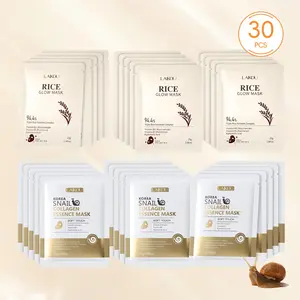 Laikou Rice Brightening Mask & Snail Collagen Mask for Smooth, Radiant & Glow Skin, Hydrating Facial Treatment, Skincare, Korean Beauty Products