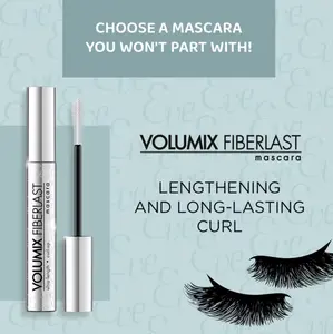 Eveline Cosmetics Volumix Fiberlast Length & Curl Mascara – Volumizing & Lengthening Mascara for Defined Lashes