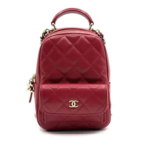 Pre-owned CHANEL Leather Backpacks Caviar Mini Classic Backpack Red