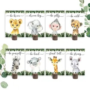 8 count Jungle Safari Centerpieces and Wooden Stands, Safari  Shower for Table Decorations, Jungle  Birthday Party Centerpiece for Boys ,  One Themed Birthday Party Supplies