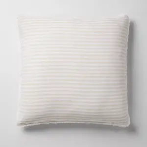 Euro 26''x26'' Heavyweight Linen Blend Stripe Throw Pillow Natural - Casaluna