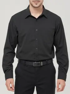 Mens Dress Shirts Regular Fit Long Sleeve Solid Business Wedding Button Down Shirts