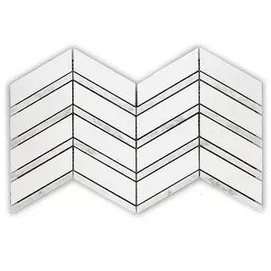 Oriental White Chevron Marble Backsplash Mosaic Floor & Wall Tiles (8.5x16 inch) DP8894