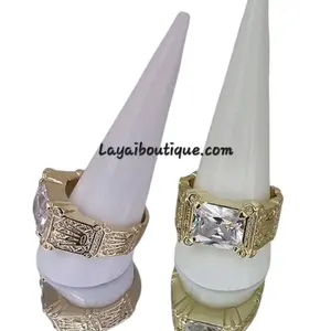 LaYaiBoutique #1407 Anillo Piedras Blanca y Oscura Joyería Oro Laminado - Unisex