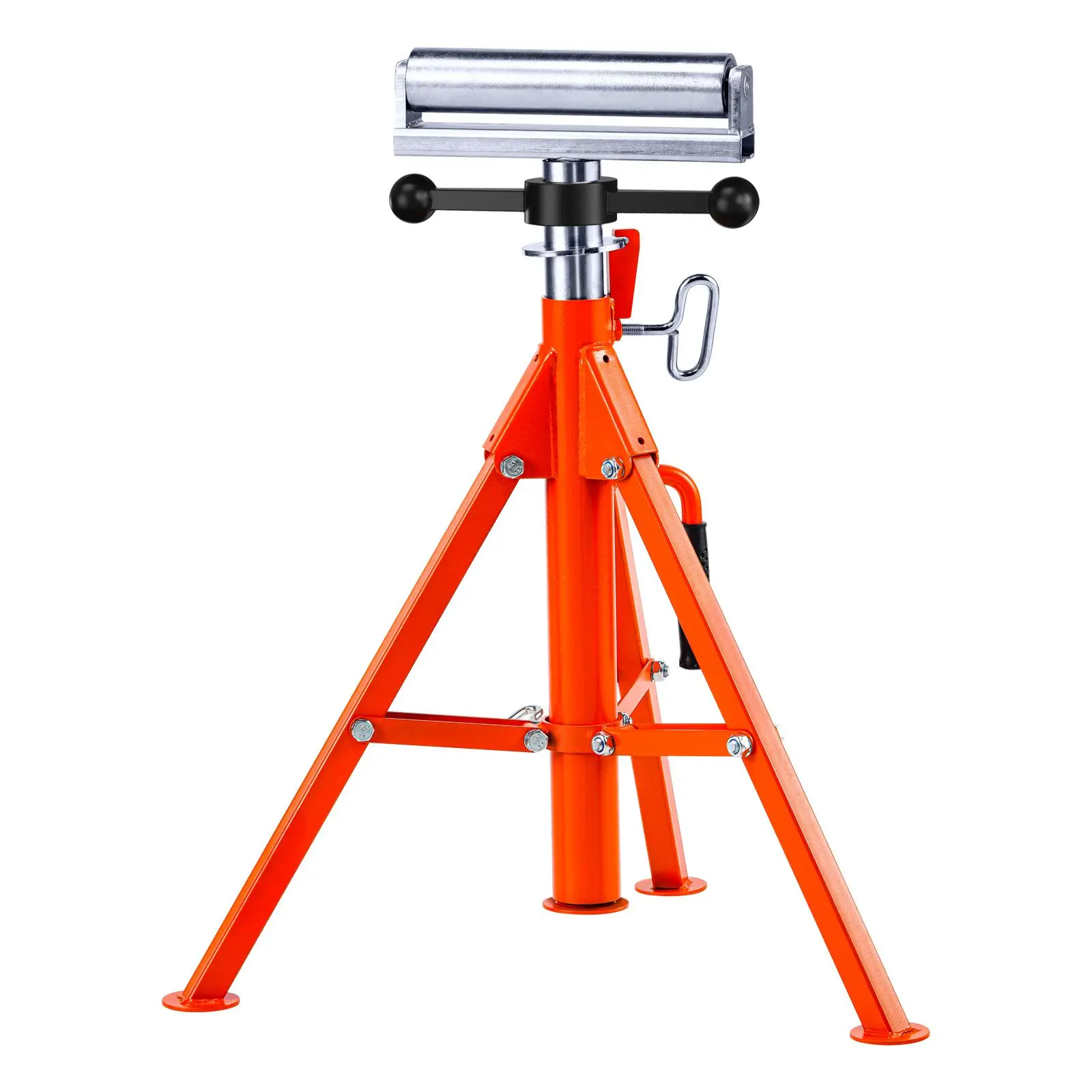 VEVOR Heavy Duty Roller Stand with T-Handle, 2500 LBS Load Capacity, 27.6"-52" Adjustable & Customizable Height, Compact Storage, Detachable Foldable #45 Steel Stand for Pipes, Table Saws, 27.6"-52" Height Adjustable
