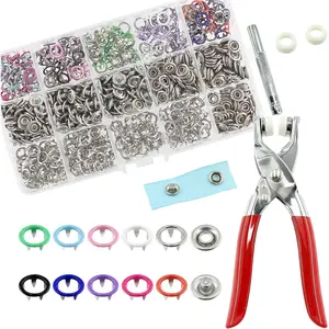800Pcs Metal Snaps Buttons Kit Multicolor Hollow Sewing Snaps with Fastener Pliers Press Tool Prong Snap Buttons for Bags Clothes Sewing Crafts(200 Sets, 9.5mm)