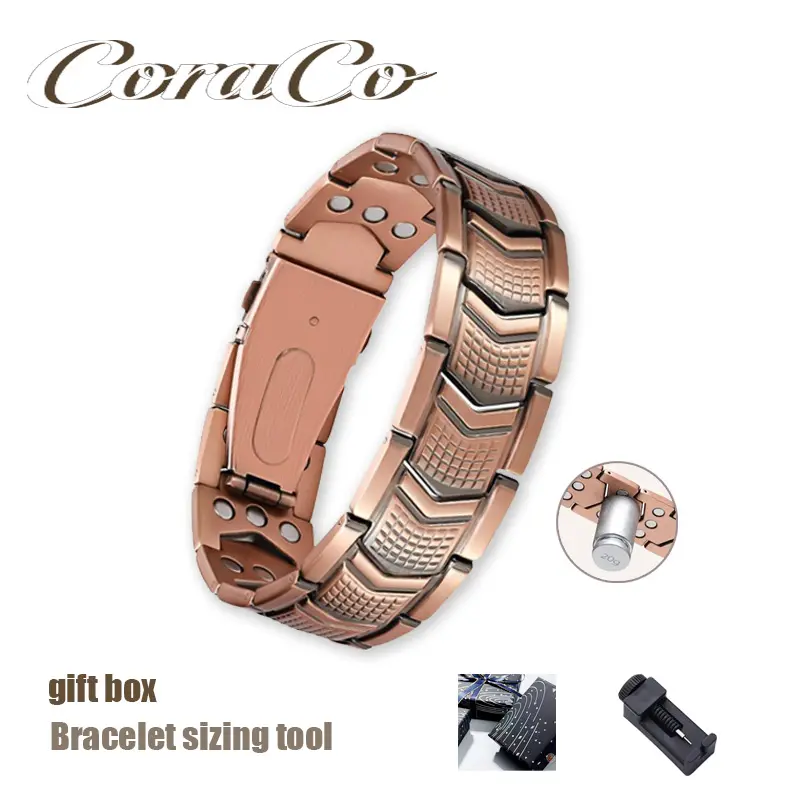 Black Copper Bracelet for Men with 3X Strength, Pure Copper Jewelry Featuring Powerful 3800 Gauss Magnets and a Premium Fold-Over Clasp, Bracelets, Copper Material Bracelets & Bangles, Metal Construction Bracelets & Bangles