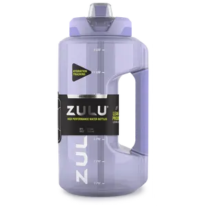 ZULU Goals 64 Oz Half Gallon Plastic Water Jug with Hydration Tracking Markings & Leak-Proof One-Touch Flip Lid Portable Drinkware