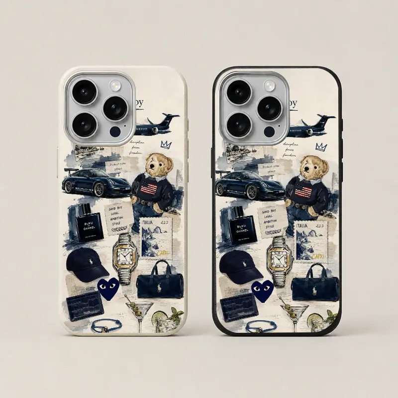 An all-new iPhone case collection. Featuring an "American Bear" motif and a premium textured leather finish, this drop-resistant case effectively protects your phone from damage caused by drops. — piwenb