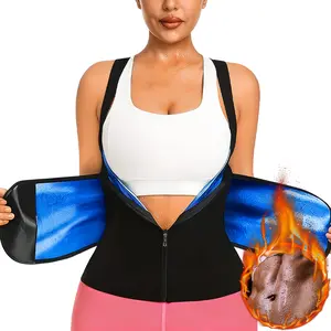 Women Sauna Shirt, Sauna Waist Trainer Vest, Tummy Control Sauna Sweat Shirt, Double layer Compression Vest, Sauna Suit Workout, Adjust Belt, Zipper Shapewear