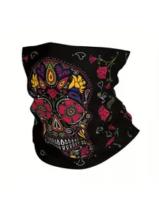 Men'S Lightweight Neck Gaiter with Day of The Dead Sugar Skull Design
