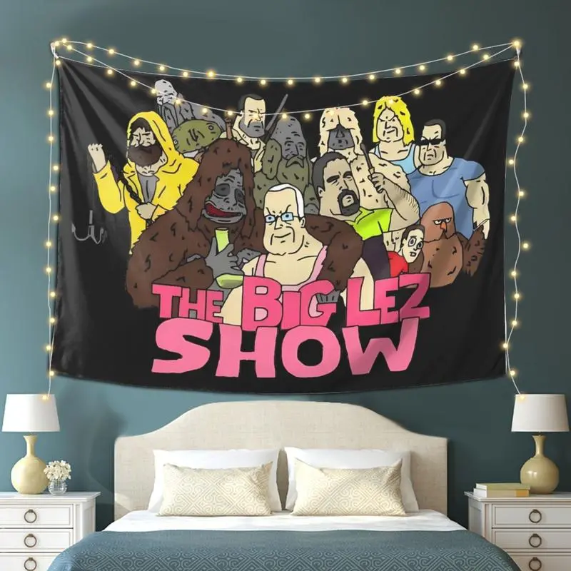 The Big Lez Show Colorful Cartoon Tapestry - Lightweight, Durable Polyester Wall Decor with Hooks, Machine Washable, Ideal for Living Room & Teen Room Decoration, Perfect Holiday Gift (60x40 in), Light Up Your Space