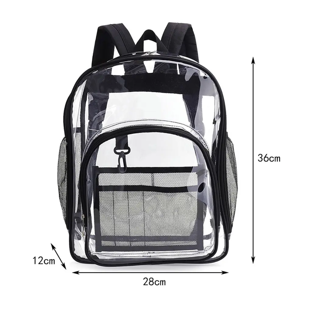 wowmtn  WOWMTN Clear Backpack (Clear/Black) Heavy Duty PVC Transparent Backpack with Reinforced Strap for College, Travel Backpack, Waterproof, Daily Backpack, Reinforced Straps