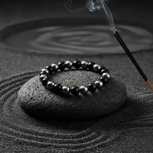 Protection Black Tourmaline & Hematite Bracelet – Grounding Energy Shield| 8mm Unisex Crystal Beads| Daily Wear Gift
