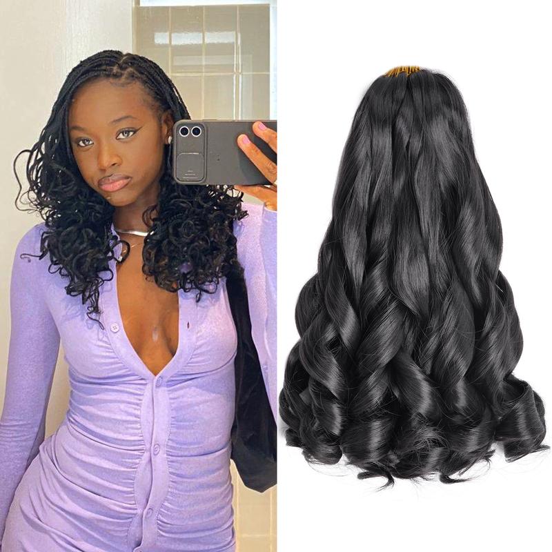 French Curl Braiding Hair 12 Inch 8 Packs Natural Black Curly Braiding Hair Pre Stretched 50g/pack Loose Wavy Crochet Hair Synthetic Hair Extensions for Black Women (12 inch,8 packs, 1B)