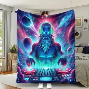 1pc Neon Cyberpunk Blanket, Future-Style Sofa Cover, Bedroom Throw, Music Festival Support Blanket, Gift for Djs and Electronic Music Fans