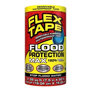 Protection, 7.5 in x 50 ft, MAX, Waterproof Rubberized Tape, Removable, Use on Windows, Doors, Doors, Casings,, Conduits, Vents, Ducts