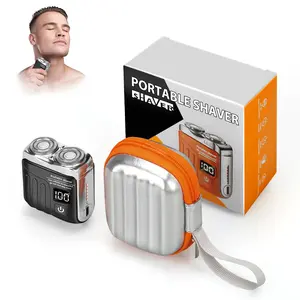 Luggage Electric Shaver for Man, Portable Beard Razor, Suitcase Design, USB Rechargeable, Waterproof, Double-Ring Magnetic Cutter,Digital Display