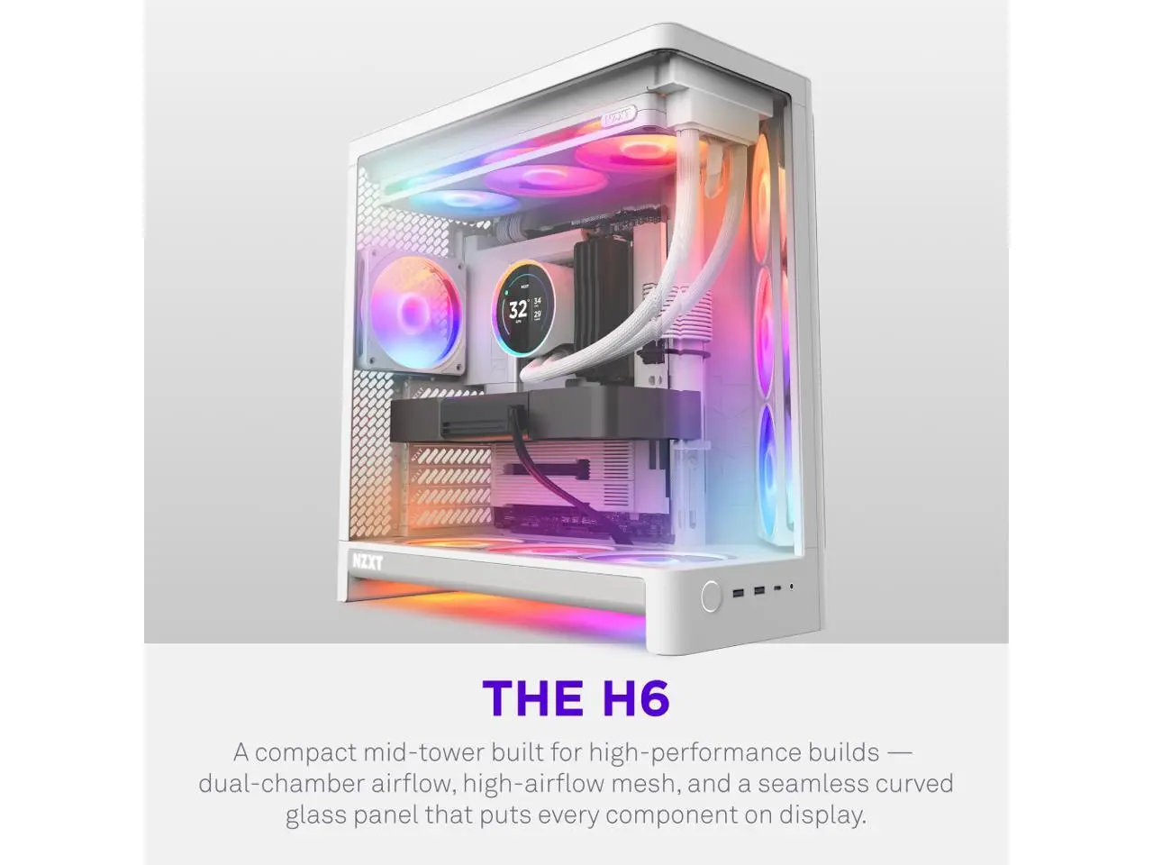 NZXT H6 (2026) Compact Dual-chamber ATX Case All White