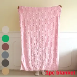 1pc Blanket, Double-Sided Warm and Skin-Friendly Milk Velvet Blanket, 3D Jacquard Simple Diamond Pattern Throw Blanket, Bedroom Bed Blanket, Living Room Sofa Blanket, Suitable for All Seasons