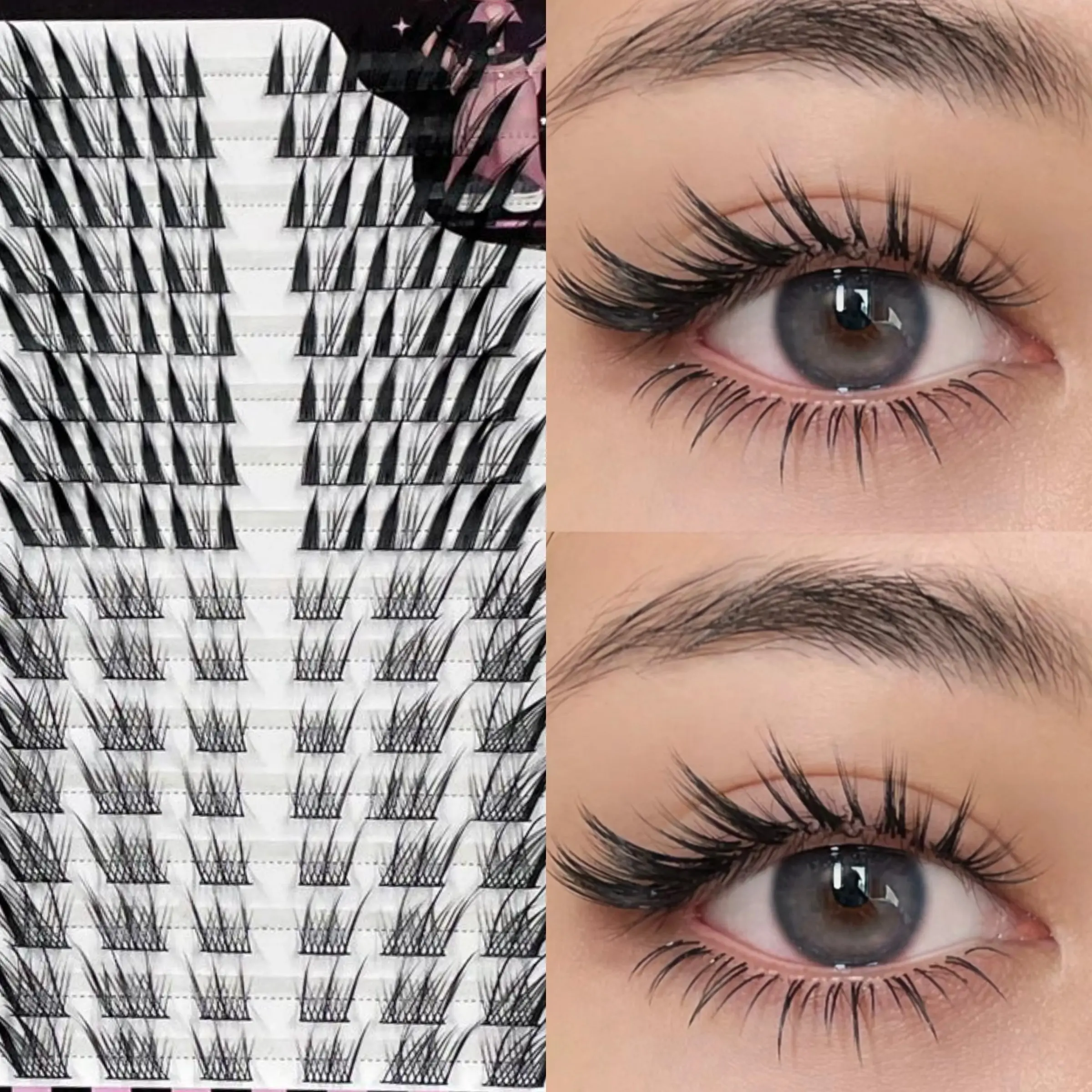 MIXIAOHE Fox Eyelash Book with a large capacity of 208 clusters, single cluster DIY, four mixed styles, Beginner friendly lashes, false eyelashes, Cosmetic false lashes, segmented and extended clusters, with a length of 10-15mm