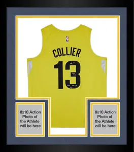 Framed Isaiah Collier Utah Jazz Autographed Nike Gold Icon Swingman Jersey with "2024 #29 Pick" and "Take Note" Inscriptions - Limited Editon #5 of 5 - Fanatics Authentic Certified
