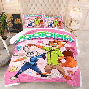 Zootopia Movie Comforter Set (Including 1 Quilt And 1-2 Pieces), Animal Bedding, Perfect For Children, Boys, And Girls' Bedroom Exclusive Decoration Gifts