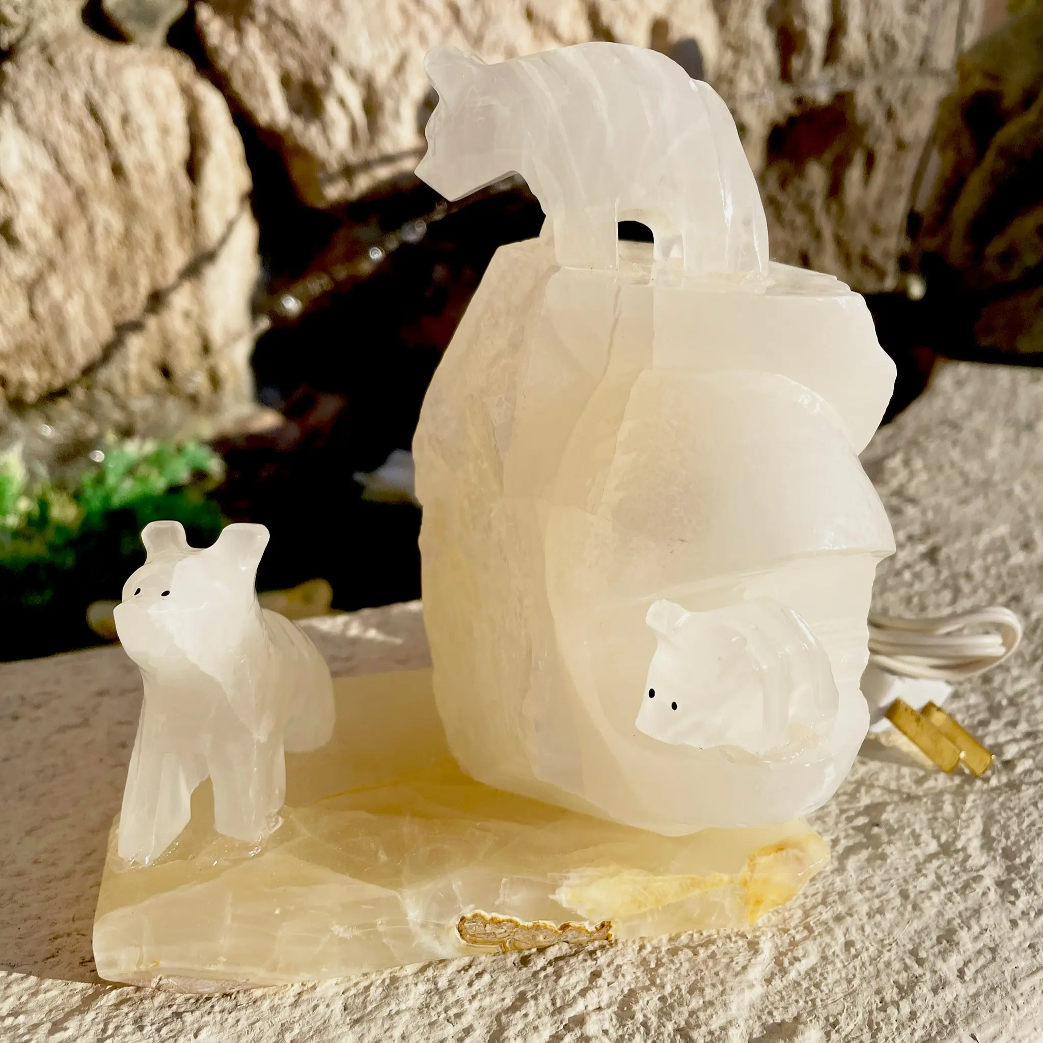 Adorable Calcite Bear Lamp