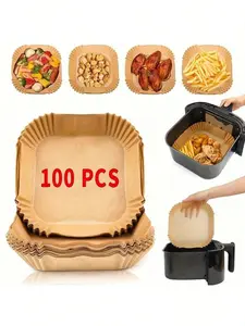 100pcs Square Disposable Air Fryer Liners (6.3in/8in), baking paper pots, kitchen essentials. Perfect pink gift set for women, great for Mother’s Day, Easter, wedding, home & party decor.        100 ？