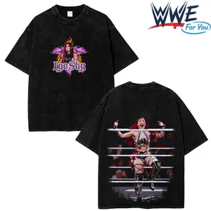 WFU - Iyo Sky Washed Black T-Shirt WWE Women Wrestling Shirt Vintage Acid Wash Graphic Tee Oversized Unisex Cotton Crewneck Streetwear Gift for WWE Fans Streetwear legend