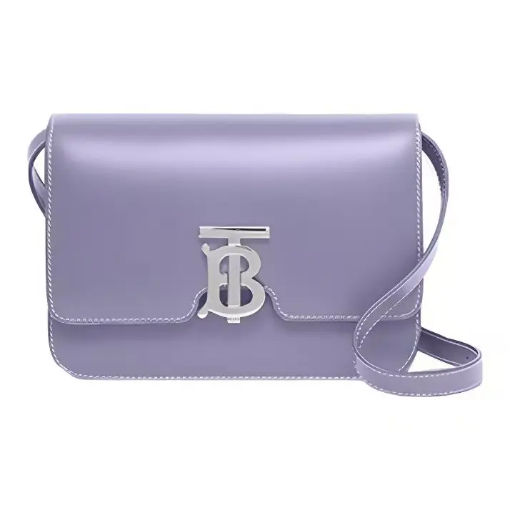 Pre-owned BURBERRY leather Shoulder Bags Soft Violet Smooth Calf Small TB Shoulder Crossbody Bag Silver TB Logo Hardware For Women