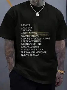 Celebrate The Recovery Christian 12 Step Guide Pray T T Shirt Women's Men's Graphic Tee Causal Tops Fashion TT Shirt Short Sleeve T T Shirt Breathable Sweat Wicking and Soft Suitable for Daily Commutes Lounging at Home and Casual Wear.2026 New Year's