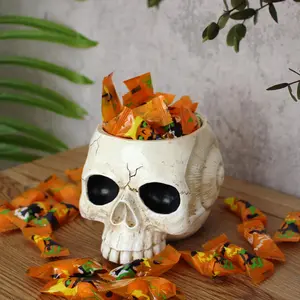 Halloween Skull Head Design Candy Storage Box, Creative Skull Head Flower Pot, Resin Crafts for Succulent Plant Display, Halloween Decor