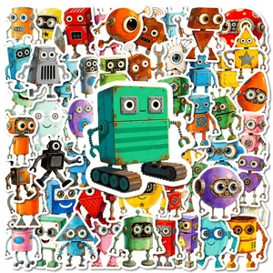 56 Cartoon Robot Stickers Set, Creative Personalized Decorative Decals for Journals, Luggage, Water Bottles, Guitars, Computers