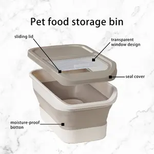 10-13Lbs Dog Food Storage Container,Scoop and Measuring Cup, Folding Pet Food Container with Lids, Pet Food Storage Containers Dry Food for Dog, Cats and Other Pets