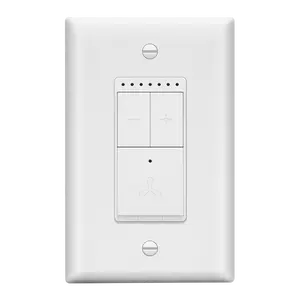 LIDER 4-Speed Wi-Fi Fan Control Switch, Wireless Home Automation, Wi-Fi Control, Single-Pole, Wall Plate Included