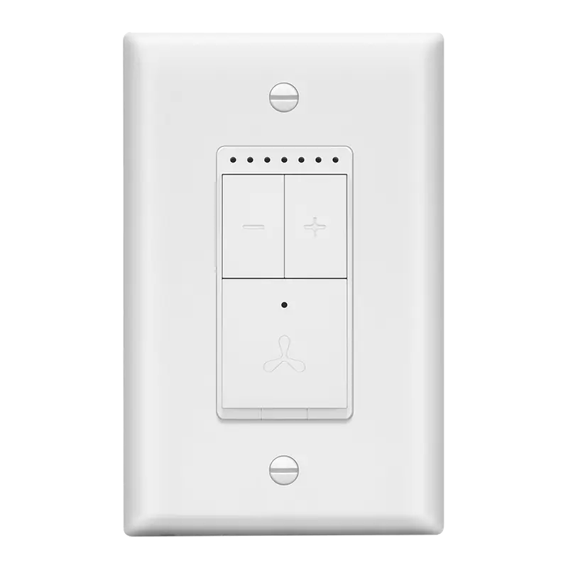 LIDER 4-Speed Wi-Fi Fan Control Switch, Wireless Home Automation, Wi-Fi Control, Single-Pole, Wall Plate Included