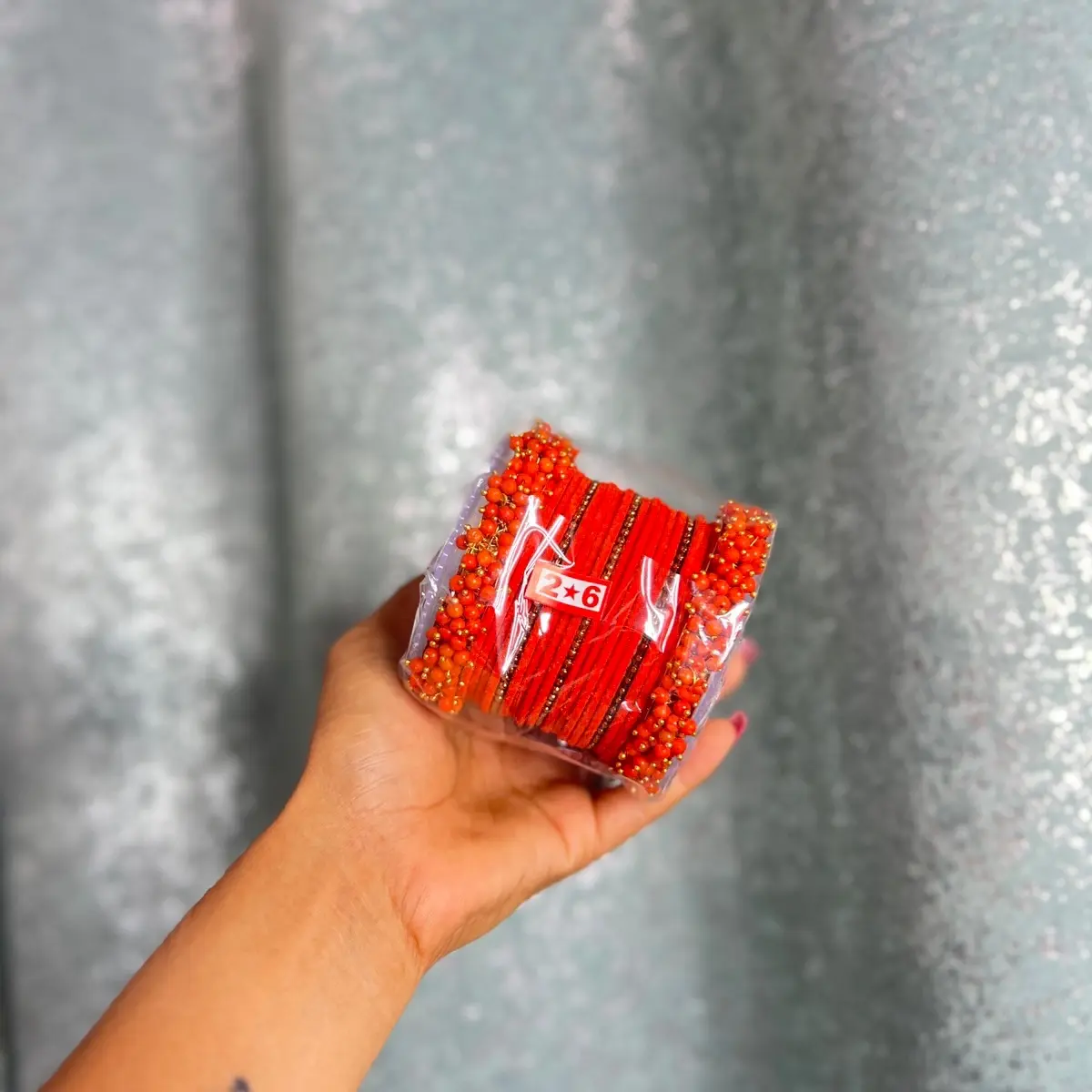 Orange velvet bangle set size 2.6