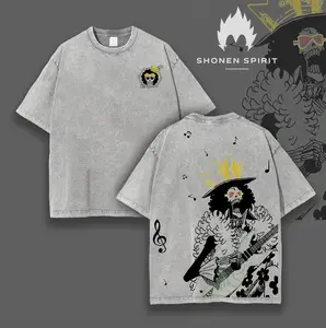 "Soul King" Brook - One Piece Anime Double Printed Vintage Washed Unisex Oversize Anime Manga Washed Heavyweight Cotton T-shirt, gifts For Anime Fan, Anime Lover