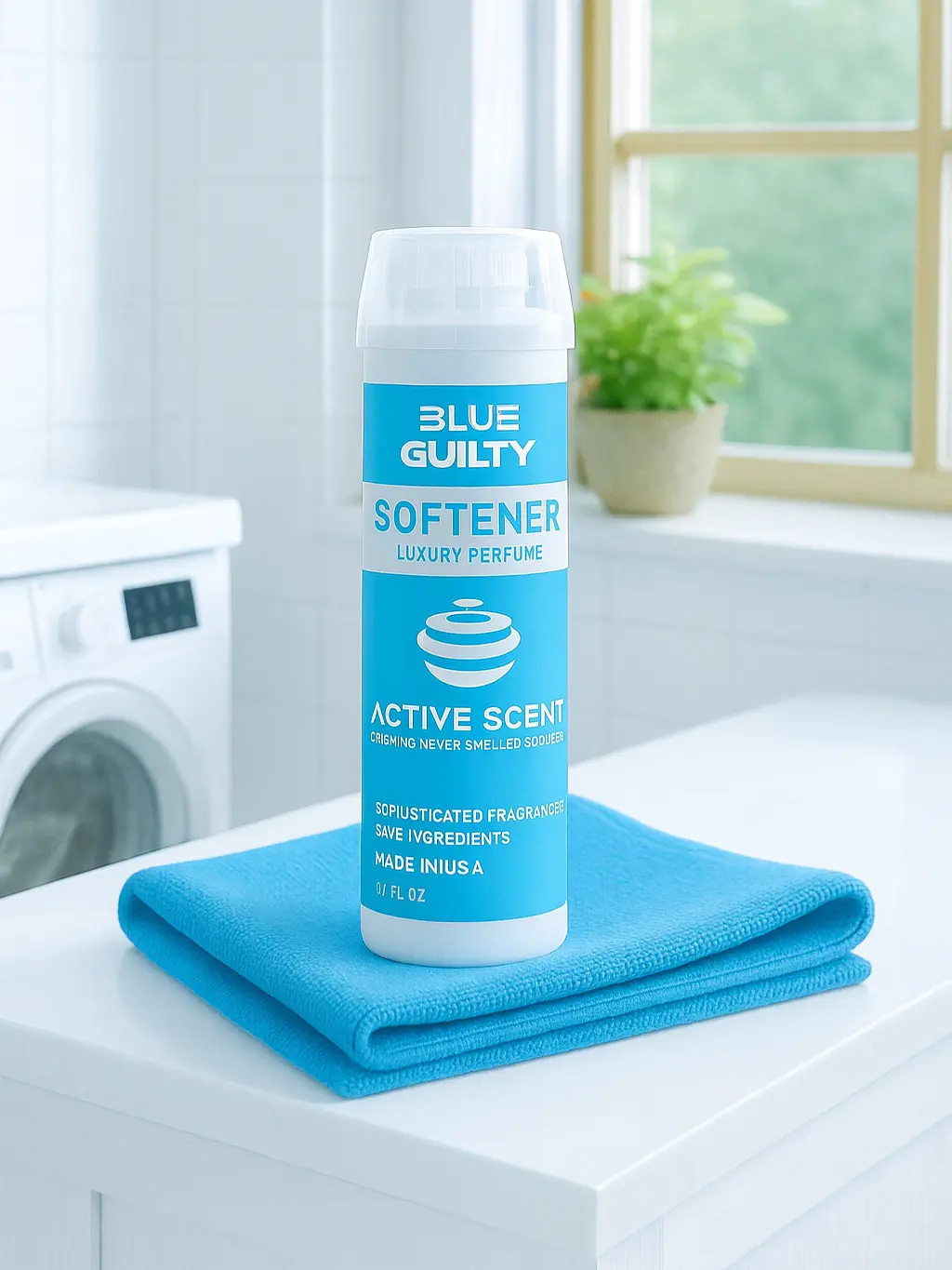 Active Scent | Blue Guilty Luxury Scented Fabric Softener - Perfume Scent and Softening Formula - 1 Liter Bottle - Daring Freshness & Deep Seduction for Ultra-Smooth Fabric Care - Eco-Luxury Formula Made in USA