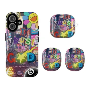 Trust God Graffiti Design – Y2K Pop Aesthetic Phone Case & AirPods Case, AirPods Max Compatible with iPhone 11–17 Pro Max, Urban Faith Message, Vibrant Street Art TM