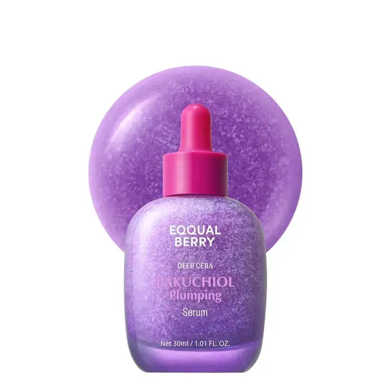 EQQUALBERRY Bakuchiol Plumping Serum – Pore and Wrinkle Minimizer | Retinol Alternative for Sensitive Skin | Enhances Firmness and Elasticity with Ceramide, 1.01oz / 30ml