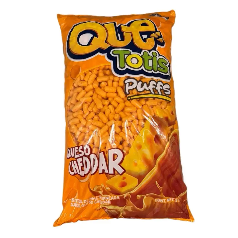 Que Totis Puffs Big Bag Snack Queso Cheddar - Generous Queso Cheddar Flavor for Satisfying Snacking - TikTok's Biggest Bag for Snack Time Delight