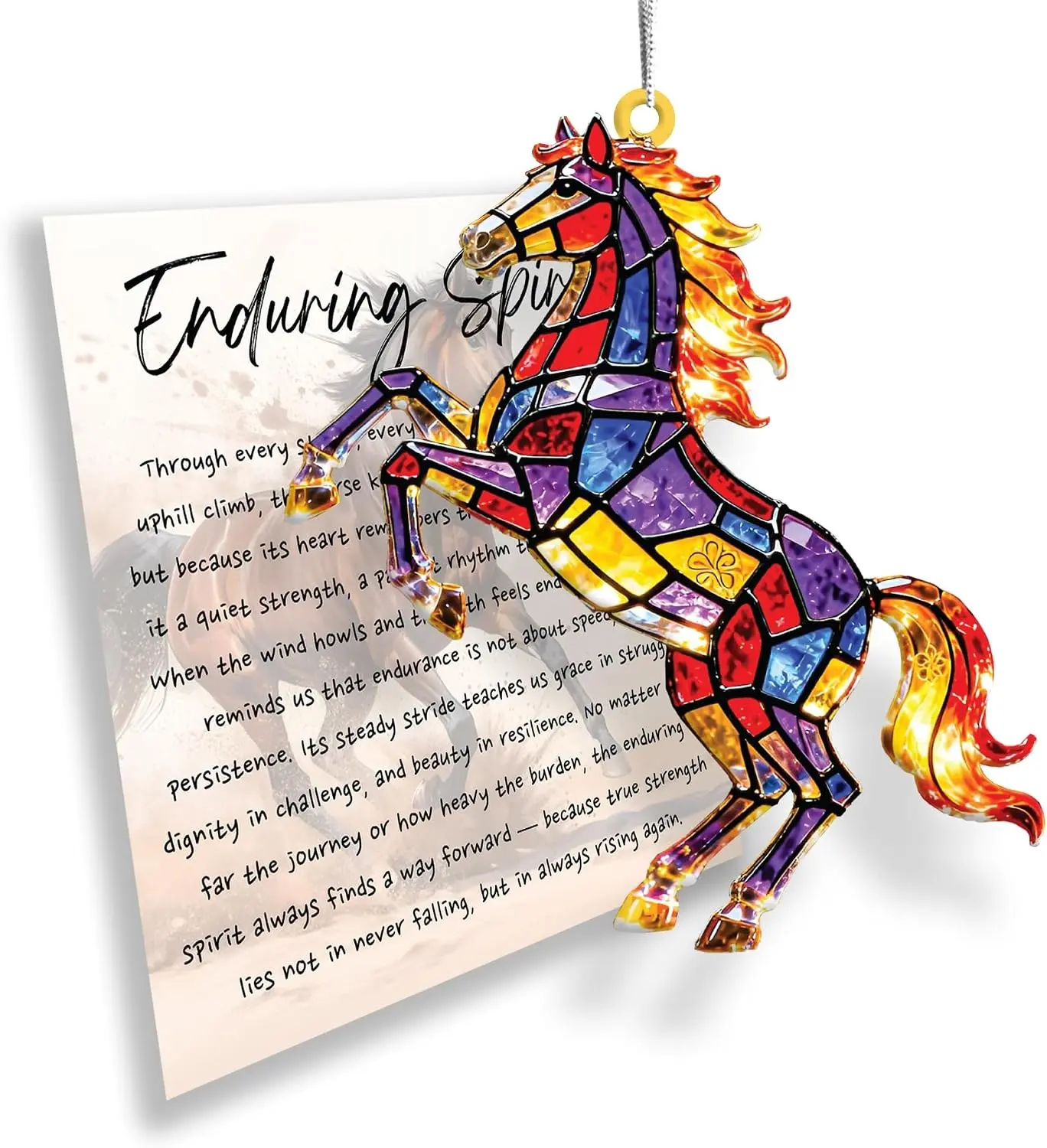 Acrylic Horse Suncatcher with Story Card, Horse Ornaments for Christmas Tree, for Horses Lovers, Gifts for Horses Lovers Women, Animal Ornament for Christmas Tree